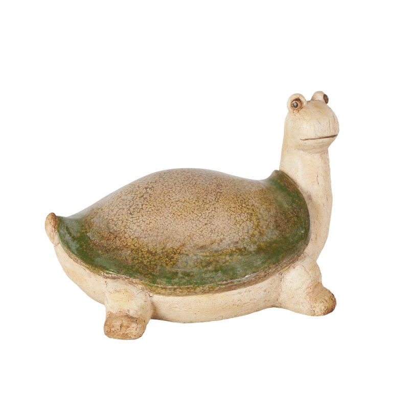 Sculpture de jardin crème en écume de magnésium et coquille verte