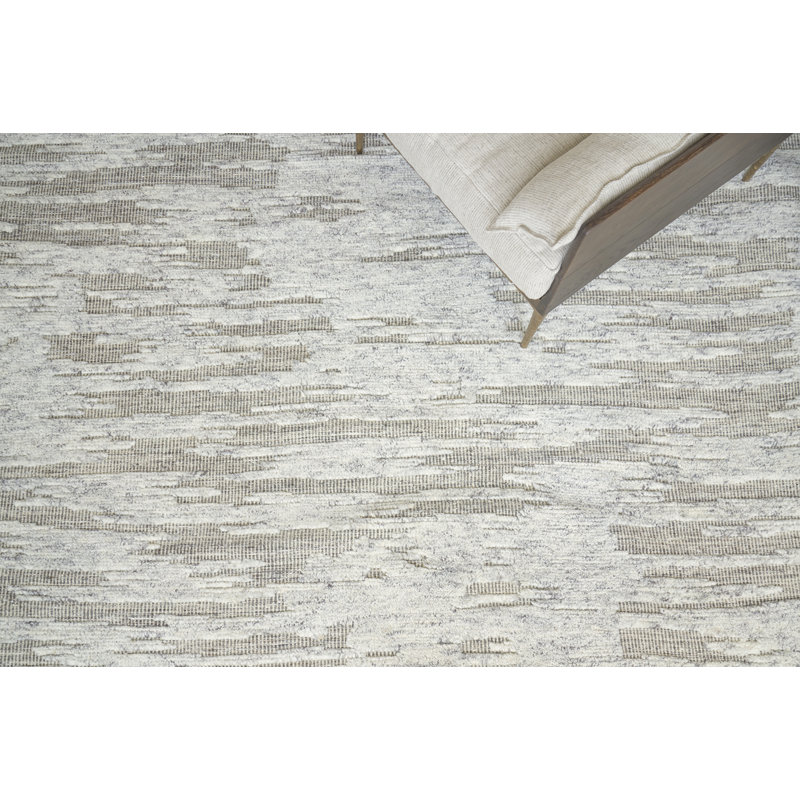 Calibre Abstract Hand-Knotted Wool Silver/Charcoal Area Rug, Rectangle 6' x 9'