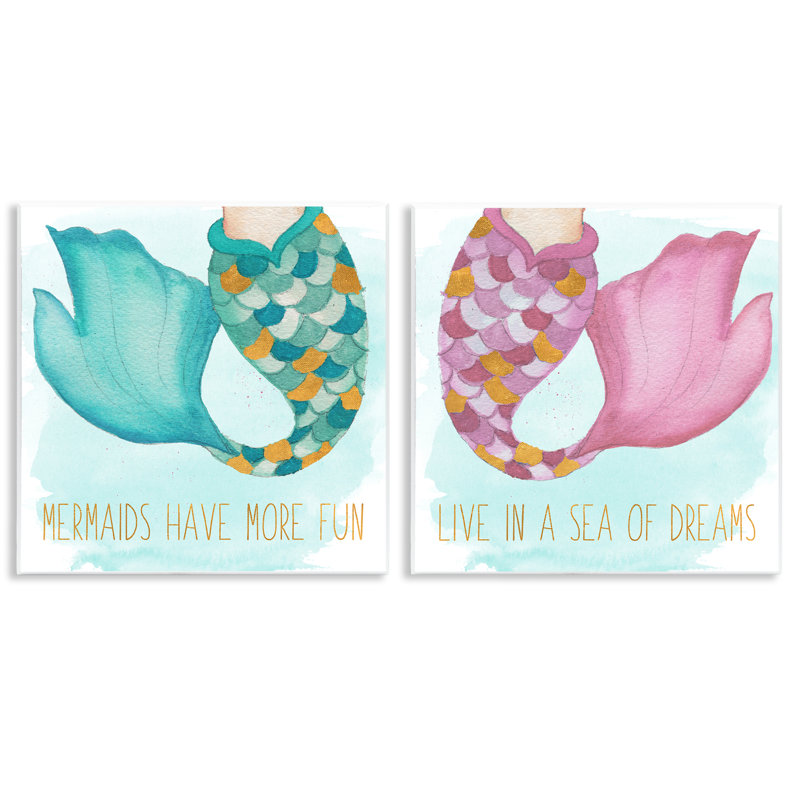 «Fun Mermaid Tails», ensemble de 2 plaques murales par Elizabeth Medley