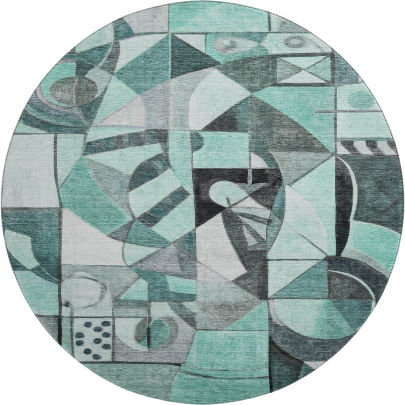 Premium Machine Washable Lubbers AMF1758 Abstract Rug, Round 8'