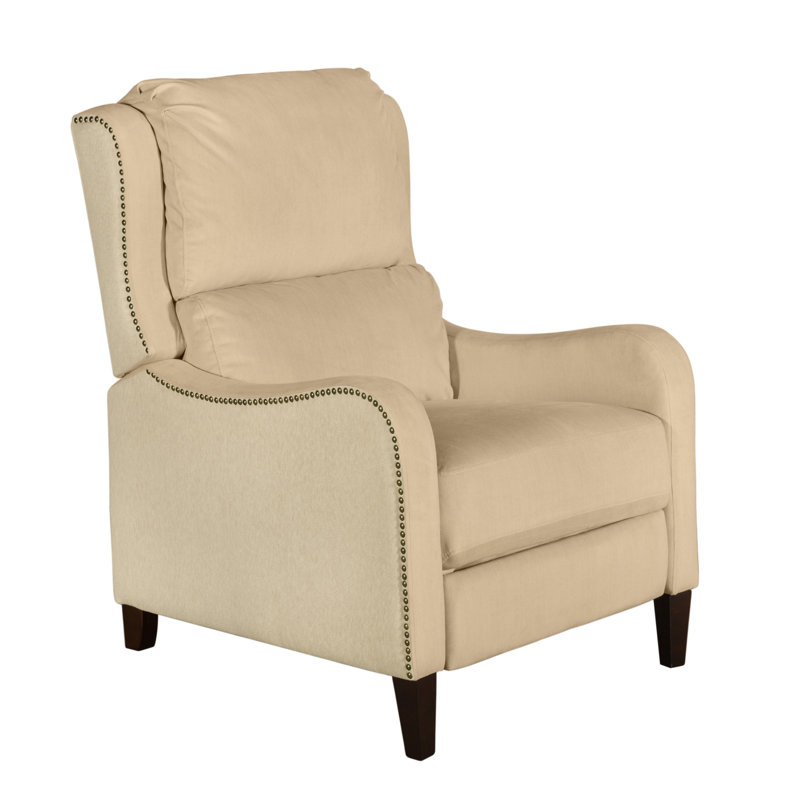Finch Eddington Recliner Chair with Nailhead Trims, Two-Toned Classic Cream Linen Blend