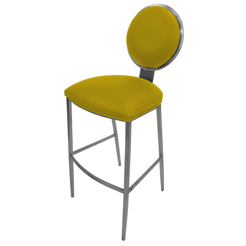 Ireoluwa Upholstered Counter Stool with Metal Frame, Yellow, Extra Tall (35” Seat Height)