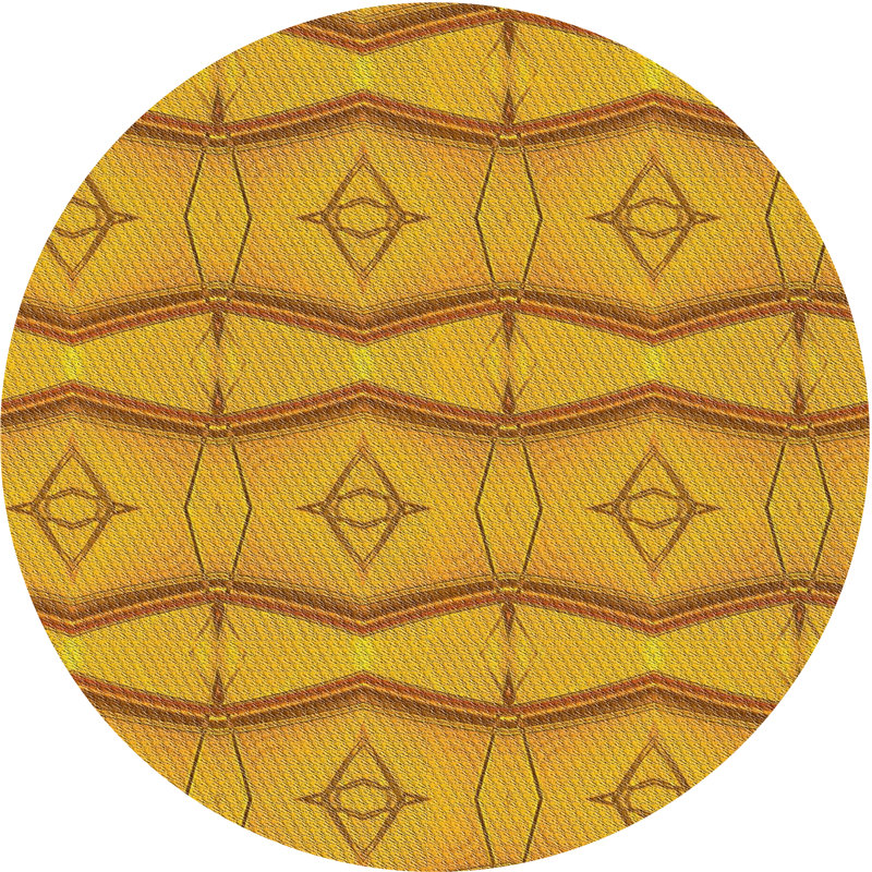 Tapis orange à motif/jaune Afrin, Rond 3 pi