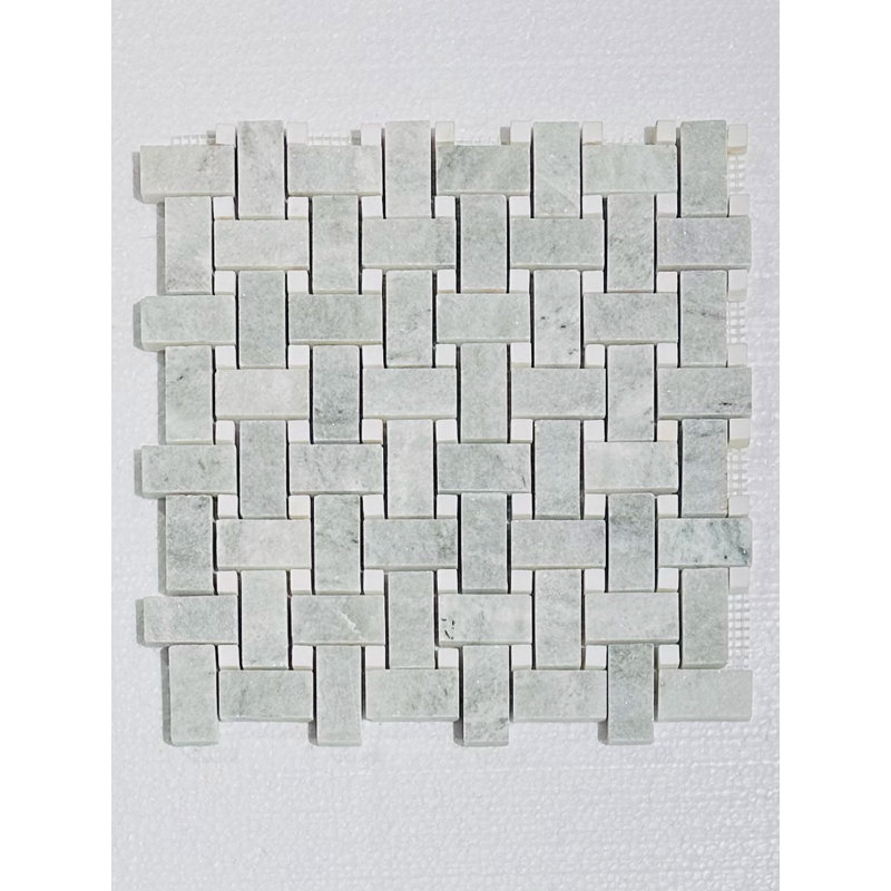 12" x 12" Premium Ming Green Marble Basketweave Mosaic Wall & Floor Tile