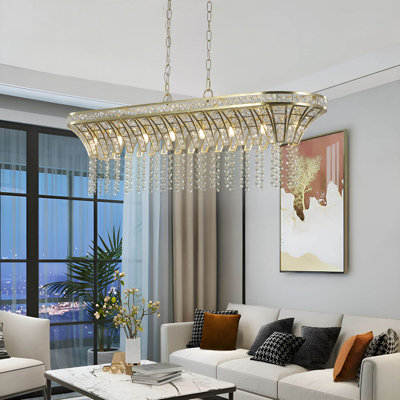 Gold Crystal Chandelier Lighting，Dining Room/Bedroom/Foyer Entryway Ceiling Hanging Pendant Chandelier Light Fixture Lamp