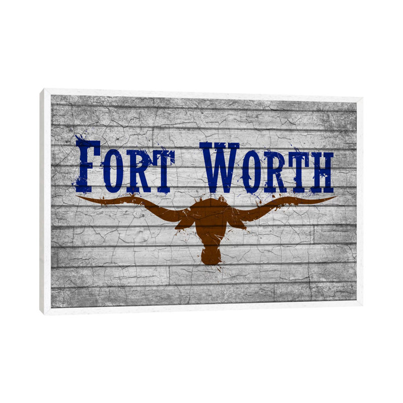 'Fort Worth, Texas Cracked Fresh Paint City Flag on Wood Planks' Graphic Art on Wrapped Canvas, 152.5 cm H x 101.5 cm W