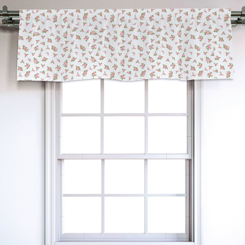 Sateen Floral Ruffled Window Valance