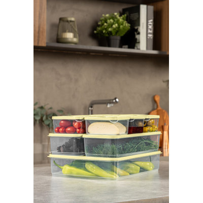 Ensemble de boîte de rangement durable 9 pièces, jaune | 100% plastique, comprend 2 boîtes (4,3 x 11,8 x 2,8 po, 56,1 oz liq.), 1 boîte (9,1 x 11,4 x 2,6 po, 118,3 oz liq.), 6 boîtes (3,5 x 4,1 x 2,2 po, 11,8 oz liq.) | Va au lave-vaisselle, idéal pour organiser la maison et le bureau