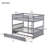 Full Over Full Rubber Wood Bunk Bed With Trundle, Ladder And Guardrails, Convertible To 2 Full Size Beds, With Twin Size Trundle,Grey