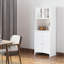 Cabinet Elegant Buffet With Hutch, Kitchen Pantry Storage With Framed Glass Door Drawer And Microwave Space, White
