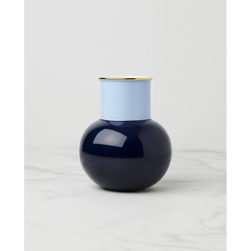 Make It Pop Neutral White & Black Bouquet Vase, Blue