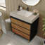 Modern Free-Standing Bathroom Vanity with Ceramic Vessel Sink & Durable Sintered Stone Top-130629254-130629255