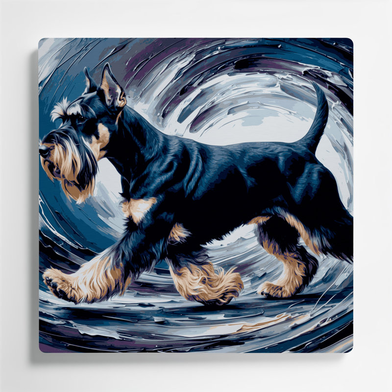 Chiens, art mural bleu Schnauzer géant, H 12 po x l 12 po