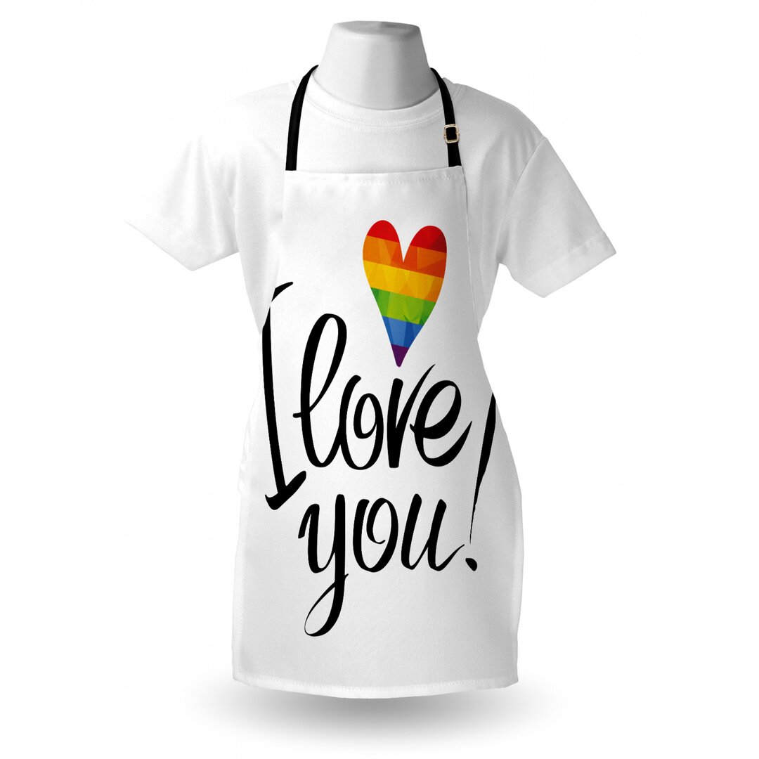 Schürze I Love You Letters Polygonal Effekt Regenbogen Herz