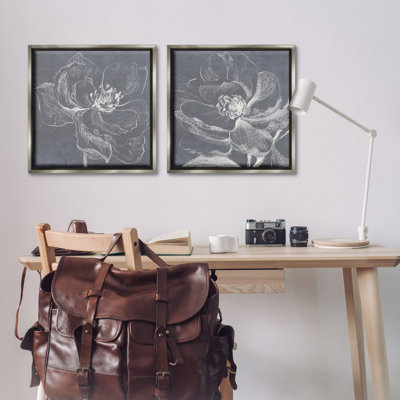 «Chalkboard Magnolia Blossom», ensemble de 2 toiles flottantes encadrées par Lanie Loreth