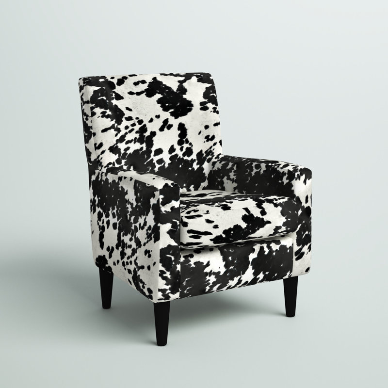 Fauteuil l 28 po Donham, Cuir de vache noir, Noir