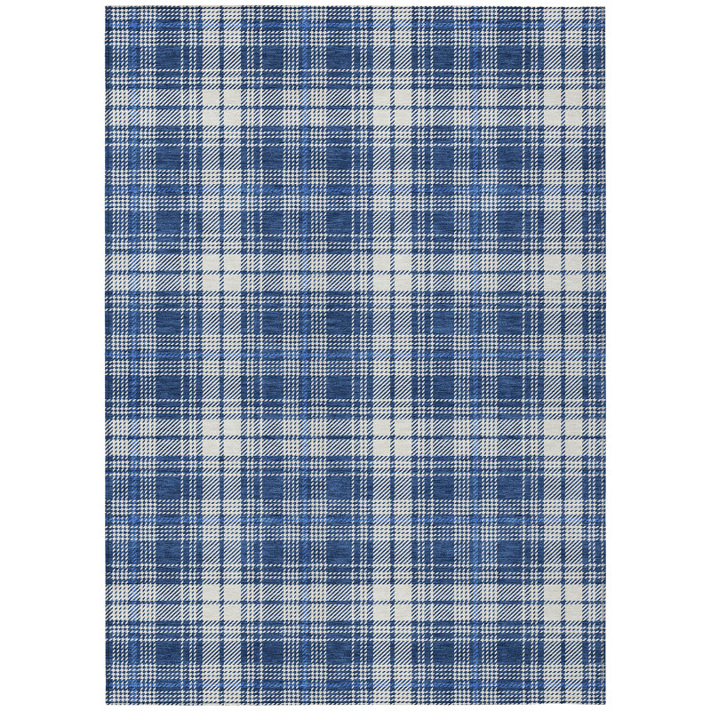 Navy Synthetic Flat Woven Washable 10' x 14' Rug