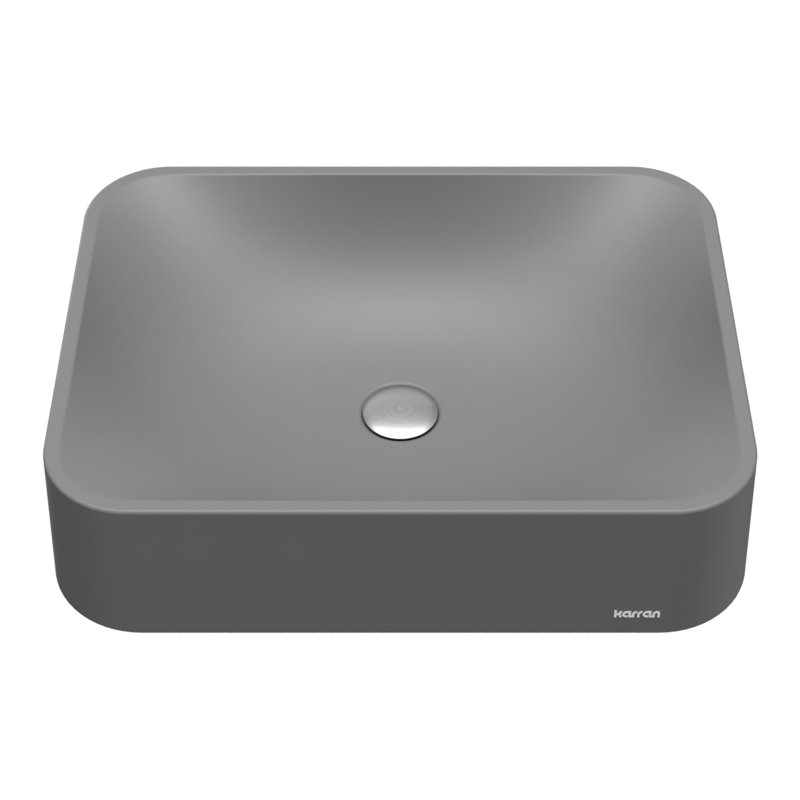 Crête de mer Karran 22 po Lavabo vasque rectangulaire en quartz, gris