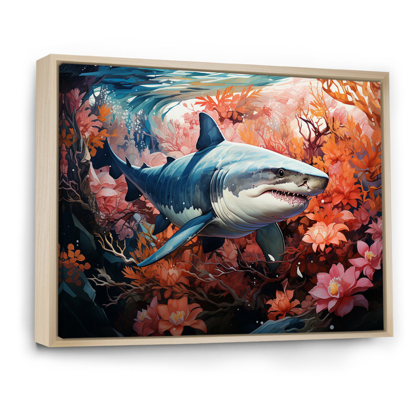 " Lemon Shark Encounter Landscape ", Natural Floater Framed, 34" H x 44" W x 1.5" D