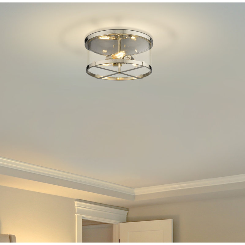 Mabe Glass Flush Mount, Polished Nickel