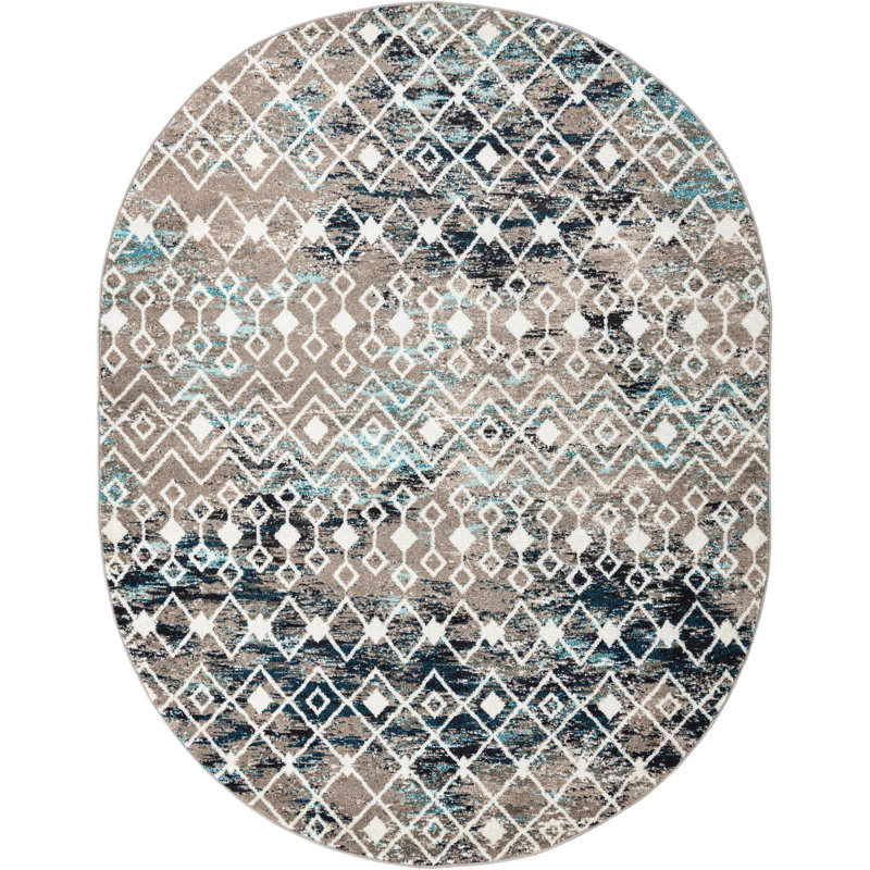 Geometric Indoor Rug, Oval 7'10" x 10'