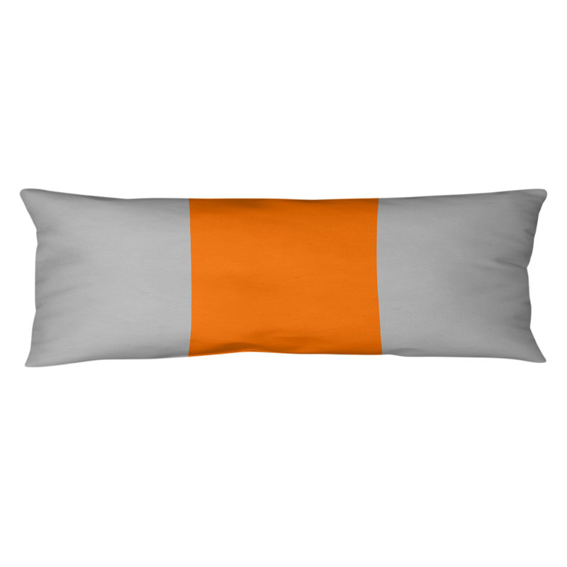 Abel Polyester Medium Pillow, Silver/Orange/Silver