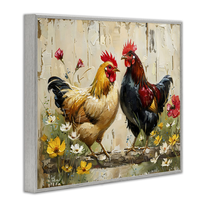 «Country Chic Floral Roosters», estampe numérique, design par LSR Creative Studio, H 11 po x l 14 po