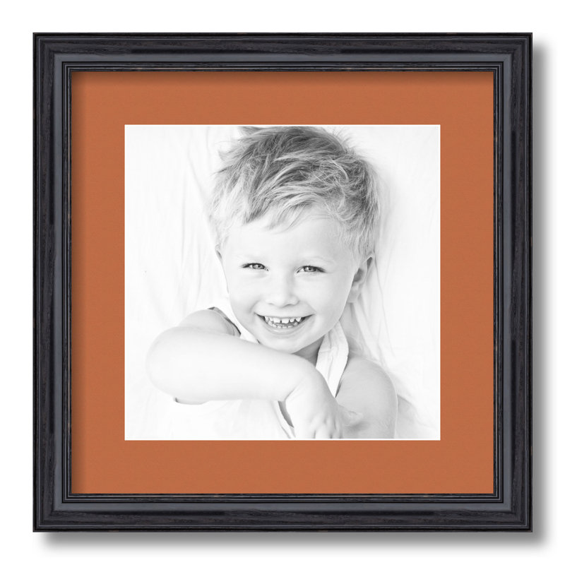 Wood Matte Picture Frame with Mat, Red Orange