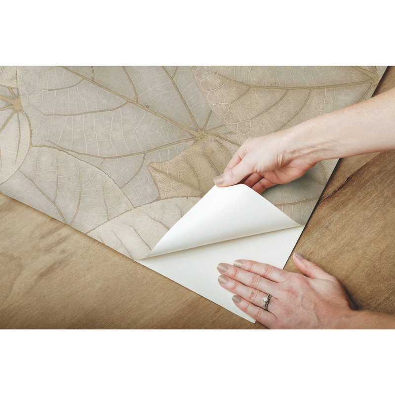 Floral Peel & Stick Metallic Wallpaper Roll, Warm Taupe