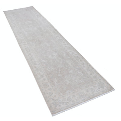 2.8x10 ft Beige Runner Rug for Kitchen, Corridor and Hallway, 100% Wool, Handknotted Stair Rug