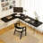 Black Solid Wood L-Shaped Desk with Acrylic Legs-575316624