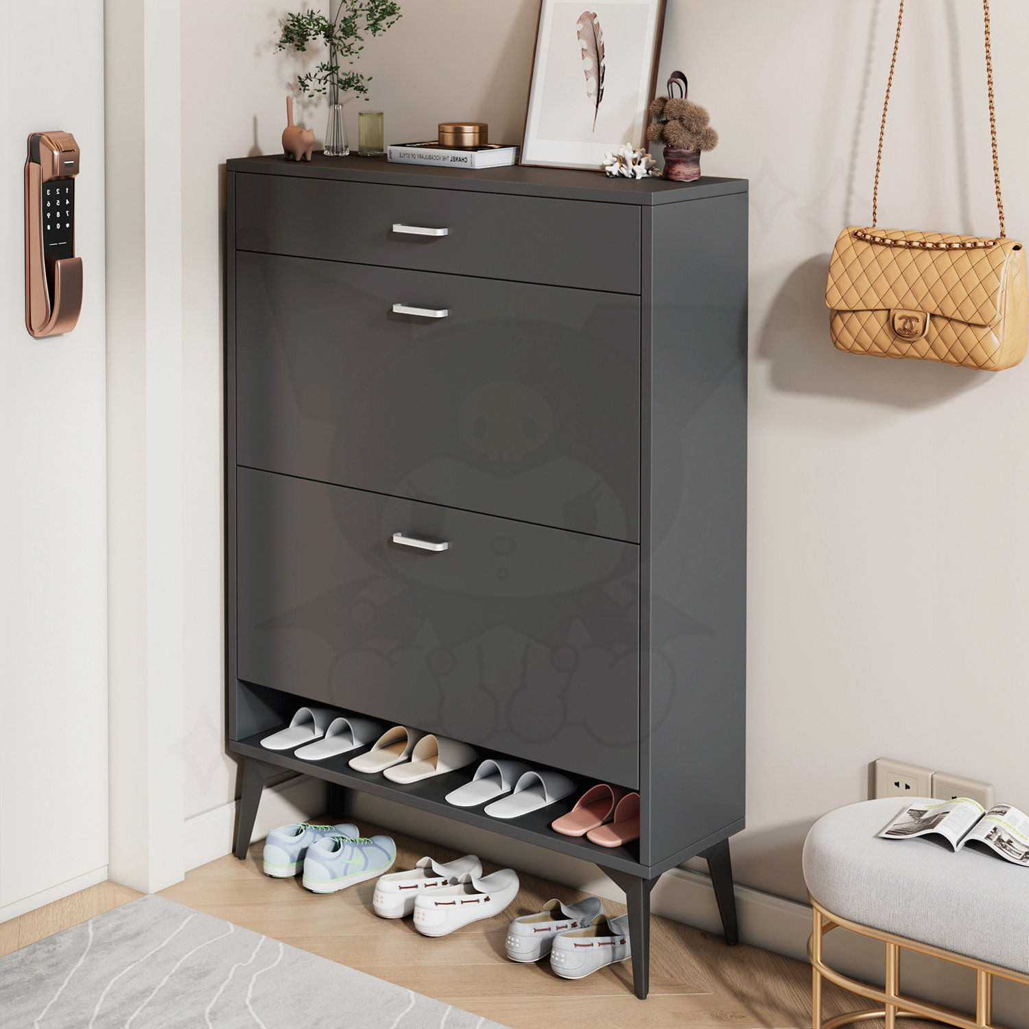 Super Thin Narrow Modern Nordic Shoe Cabinet | Beautiful and Stylish I  Small Apartment Space Saver