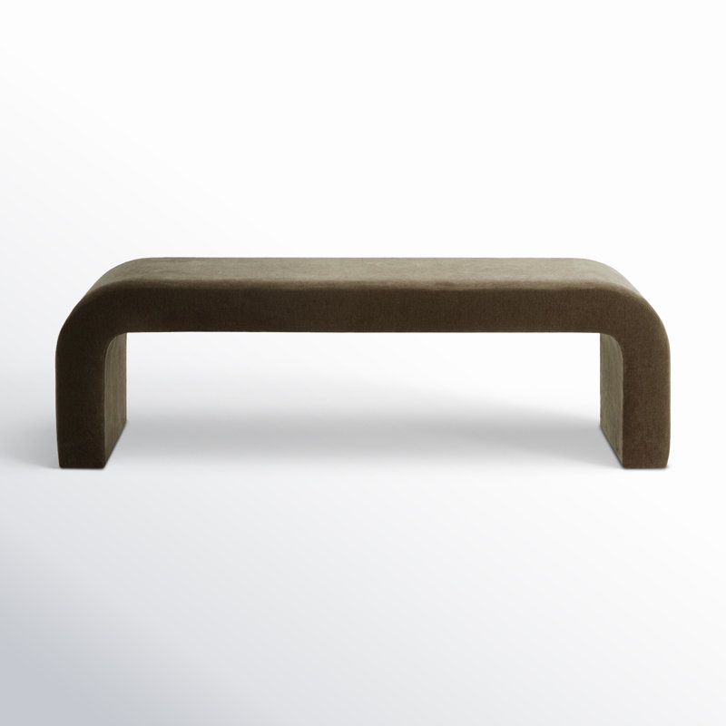 Daine 62" Upholstered Bench, Dark Olive Green Velvet