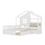 Lit simple avec canapé, lit plateforme pour enfants avec deux tiroirs et tablette de rangement-624168747