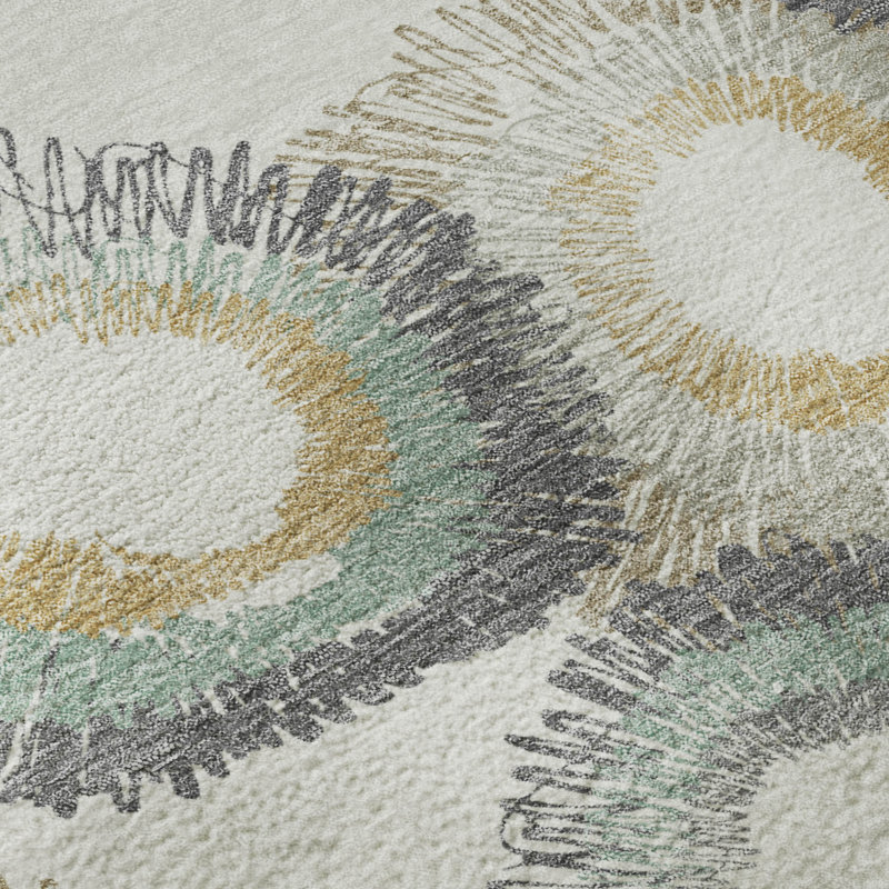 Premium Machine Washable Mayfield AMF2278 Geometric Rug, Ivory, 10' x 14'