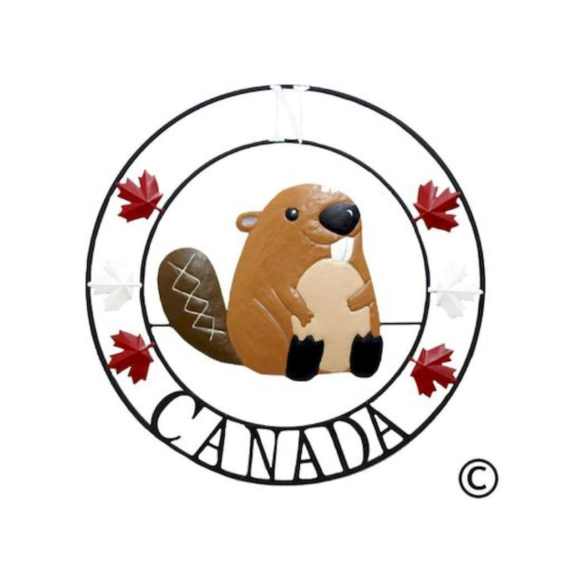 Baeugris rond en métal avec enseigne Beaver Canada