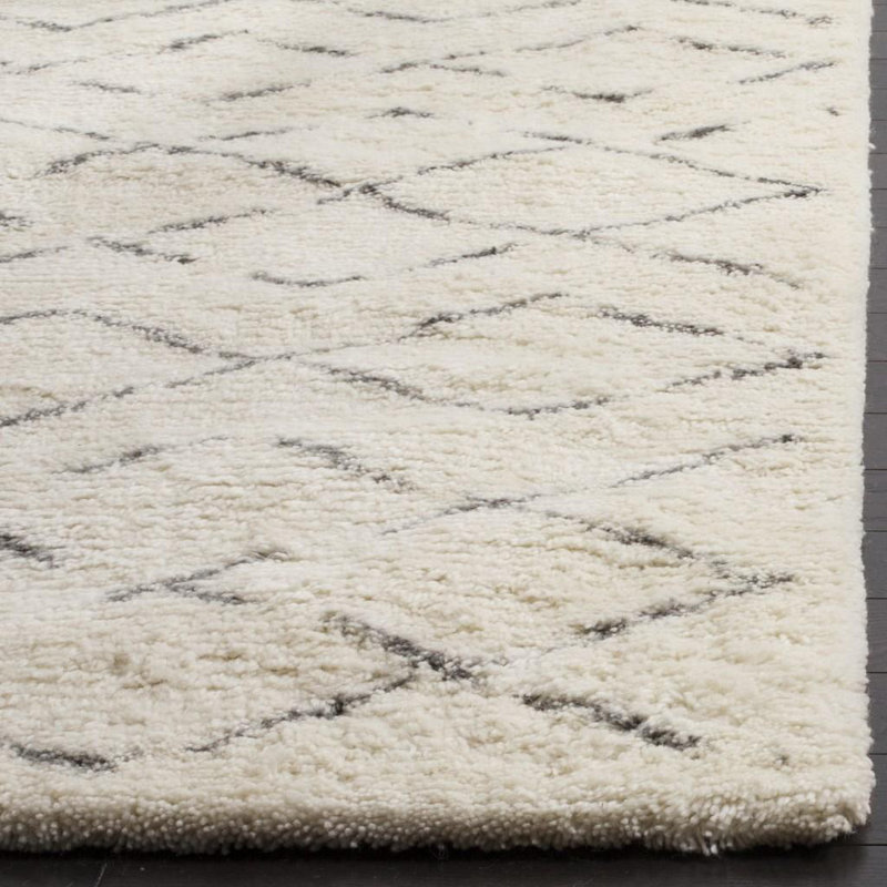 Tapis beige en laine / coton touffeté à la main Aderhold, Tapis de couloir 2 pi 3 po x 8 pi