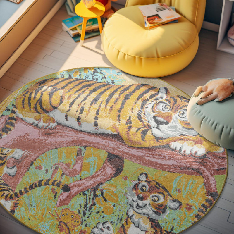 Unique Loom Tigger Whimsy Kids Rug, Round 3'3"
