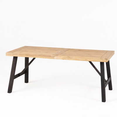 Dining Table - Wood, Slat Panel Top, , 300 Lbs Capacity, Grey, 70.64 In Deep, 35.83 Wide, 28.51 High Wood With Panels, Weather , Weight Grey Finish, D X W H
