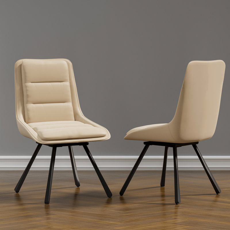 Obed 40cm H Microfiber / Microsuede Upholstered Metal Upholstered Back Side Chair, Beige