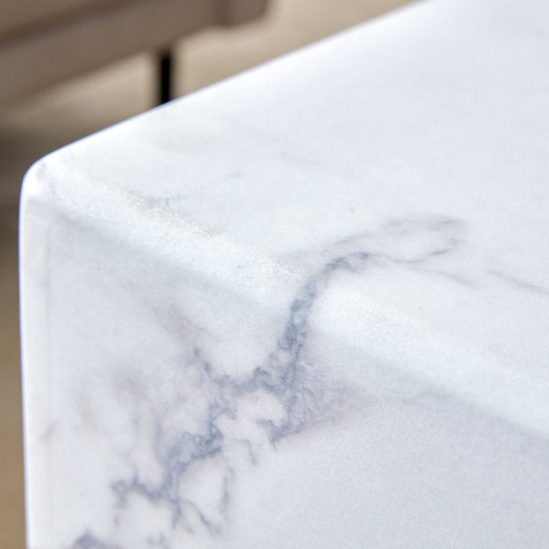 Modern Coffee Table - 43.3"x21.6"x17.2" White Marble Texture, Spacious Layout Space Efficient, White