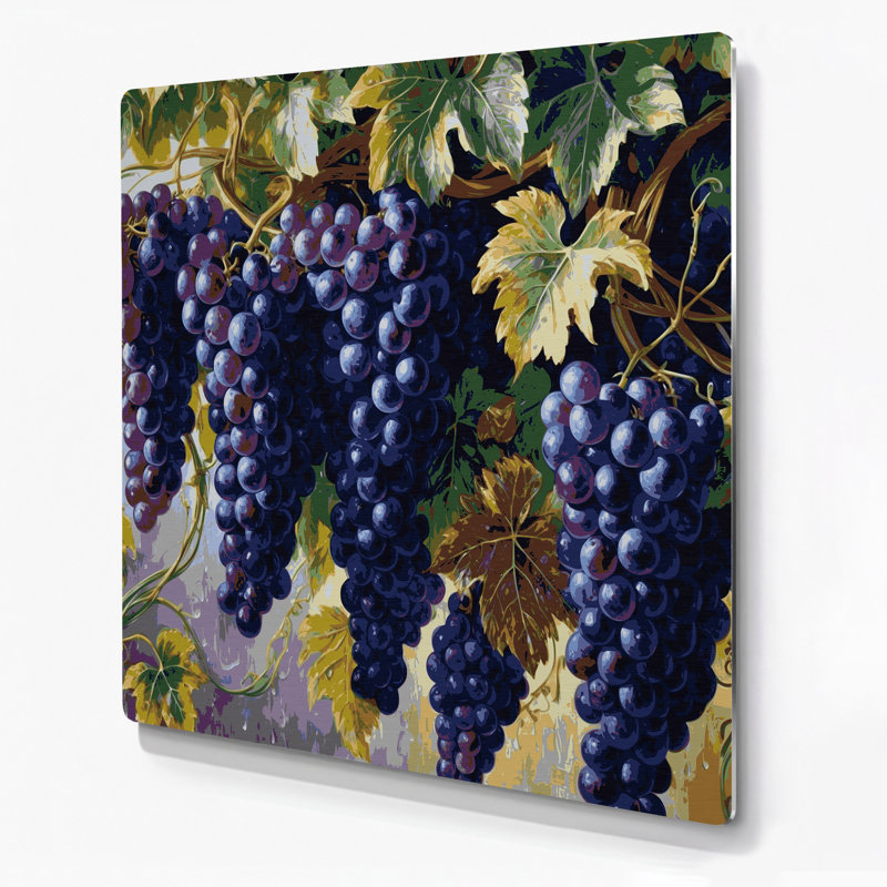 Art mural gris en métal Fruit Grape Concord, H 12 po x l 12 po
