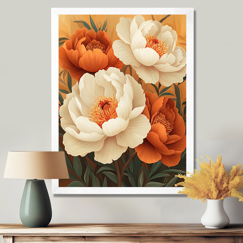 Lizotte - Floral Wall Decor, H 20 po x l 12 po, Reproduction encadrée sans passe-partout, Blanc