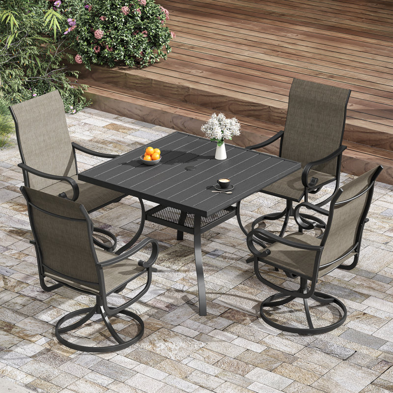Ensemble repas extérieur pour 4 personnes, Brun / Noir