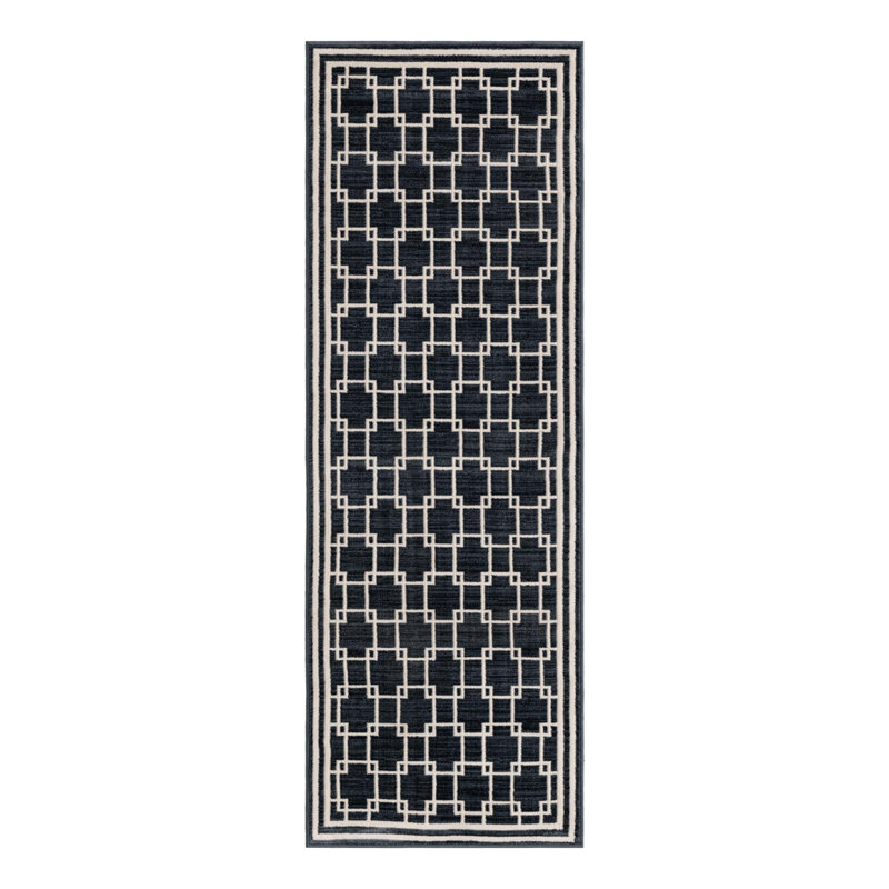 Tapis Uptown bleu marine Jill Zarin, Tapis de couloir 2 pi x 6 pi 1 po