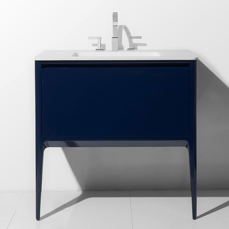 Luxe 30" Gloss Vanity With Counter, Navy