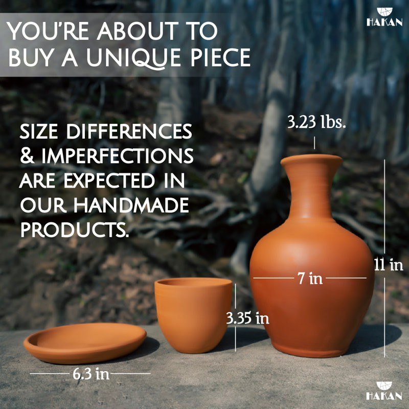 Handmade Clay Pitcher with Cup