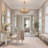 6- Light Gold-Leaf Crystal Chandelier