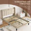 Modern Linen Upholstered Bed Frame with USB Charging Station-1389968933-1389968935