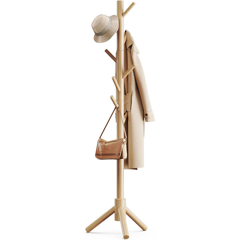 Koyali Freestanding 8 - Hook Coat Rack, Wood